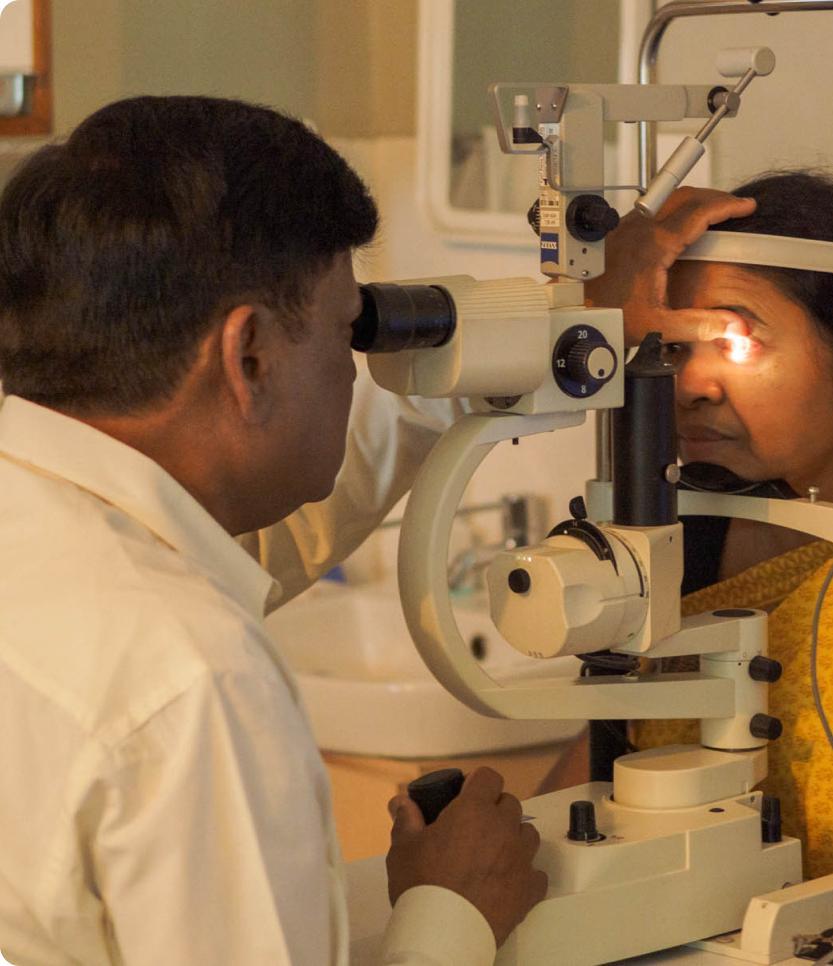 Doctor performing eye checkup
